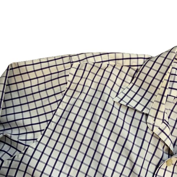 J. Crew White Purple Mens Long Sleeve Button Up Dress Shirt Sz M Preppy Academia - Picture 3 of 10
